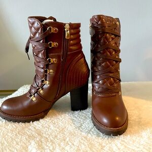 Brand New Shoedazzle Brown w/Gold hardware Size 8  Boots